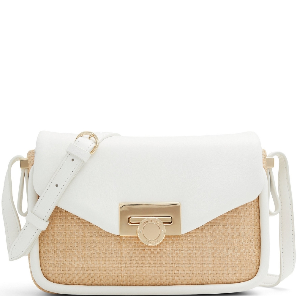 NWT TED BAKER Sadie May Flap CrossBody Bag Straw White Classic Summer Woven